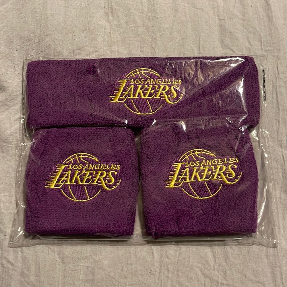 Lakers headband and two wristbands